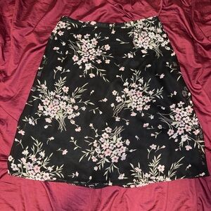 Floral A-Line Skirt in Black and Pink